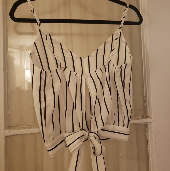 White & Black Striped Open-back Crop Top, NWOT - Picture 7 of 11